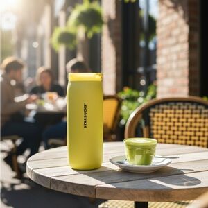 NWT Starbucks Winter 2023 Meadow Yellow Soft Touch 12oz Vacuum Insulated Tumbler